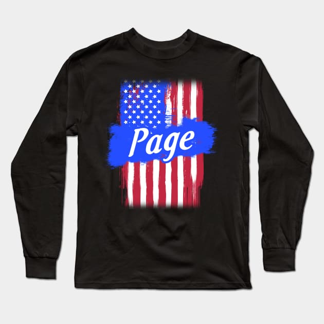 American Flag Page Family Gift T-shirt For Men Women, Surname Last Name Long Sleeve T-Shirt by darius2019